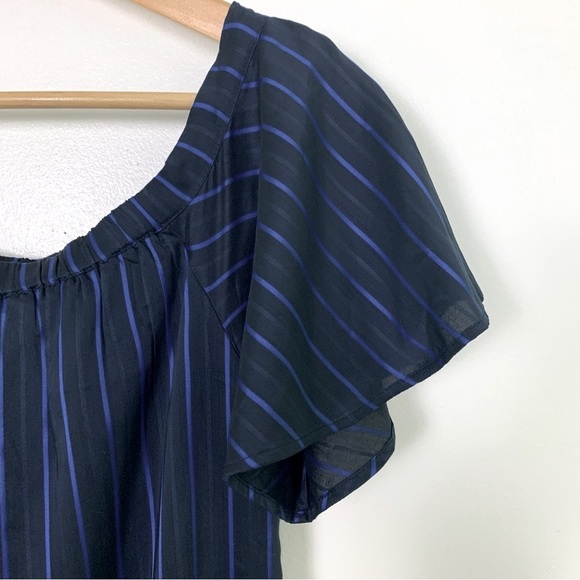 Banana Republic Striped Navy Off The Shoulder Shift Dress - Picture 7 of 10